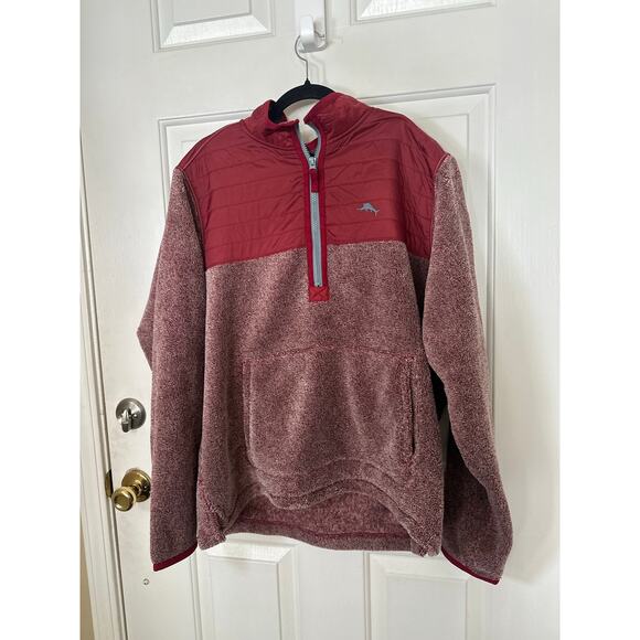 Tommy Bahama Cascade Sweater Men’s Size L Sangria Red Cozy Half Zip Pullover NWT - Picture 2 of 8